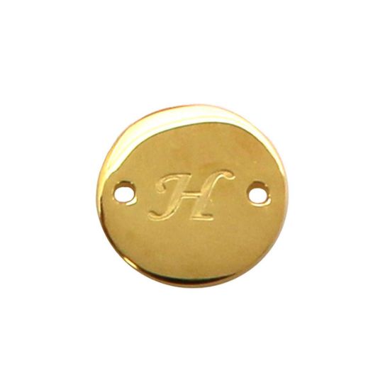 Wholesale Gold Over Sterling Silver High Polished Smooth A-Z Initial Stamped Round Connector Tag (1 piece)