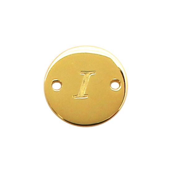 Wholesale Gold Over Sterling Silver High Polished Smooth A-Z Initial Stamped Round Connector Tag (1 piece)