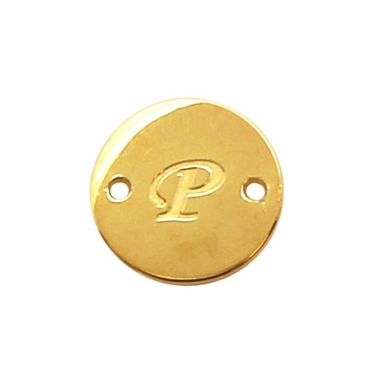Wholesale Gold Over Sterling Silver High Polished Smooth A-Z Initial Stamped Round Connector Tag (1 piece)