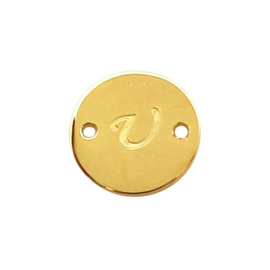 Wholesale Gold Over Sterling Silver High Polished Smooth A-Z Initial Stamped Round Connector Tag (1 piece)