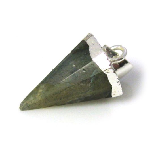 Wholesale 925 Sterling Silver Circular Cone Labradorite Stone Pendant Bead