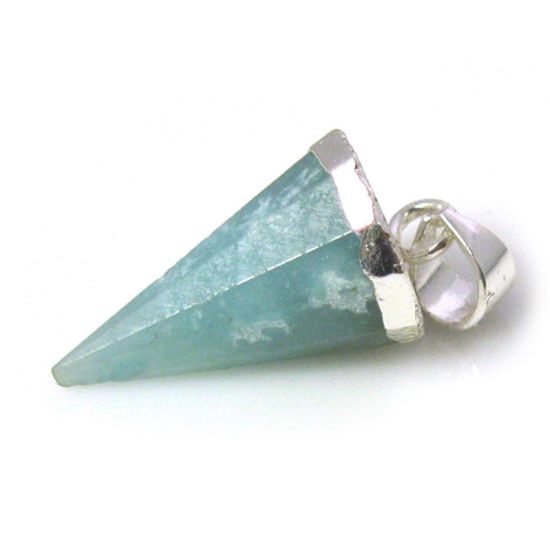 Wholesale 925 Sterling Silver Circular Cone Peru Chalcedony Stone Pendant Bead