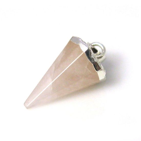 Wholesale 925 Sterling Silver Circular Cone Rose Quartz Stone Pendant Bead