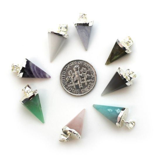 Wholesale 925 Sterling Silver Circular Cone Multi-kind Stone Pendant Bead