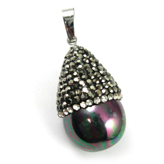 Wholesale Pave Pendant Black Shell Teardrop Wholesale Pendants for Jewelry Making