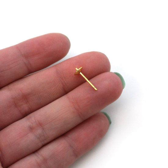 Wholesale Gold Over Sterling Silver Earring Studs for Half Drilled Pearls and Beads - 5mm (5 pairs - 10 pcs)