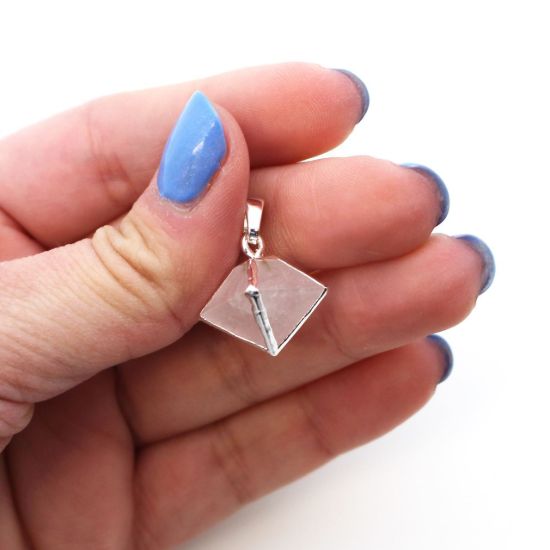 Silver Plated Crystal Octahedron Gemstone Pendant - 8 Sided Gemstone Pendant - 25mm