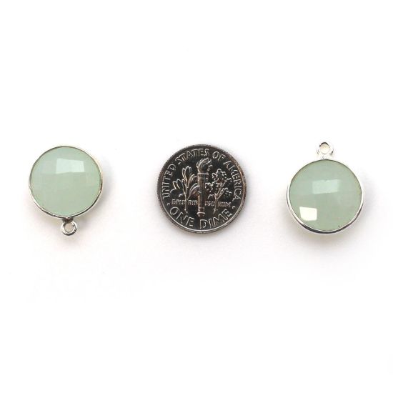 Wholesale Sterling Silver Round Bezel Aqua Chalcedony Gemstone Pendant, Wholesale Gemstone Pendants for Jewelry Making