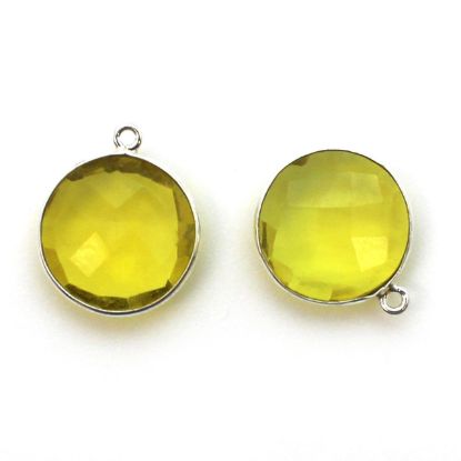 Wholesale Sterling Silver Round Bezel Lemon Quartz Gemstone Pendant, Wholesale Gemstone Pendants for Jewelry Making