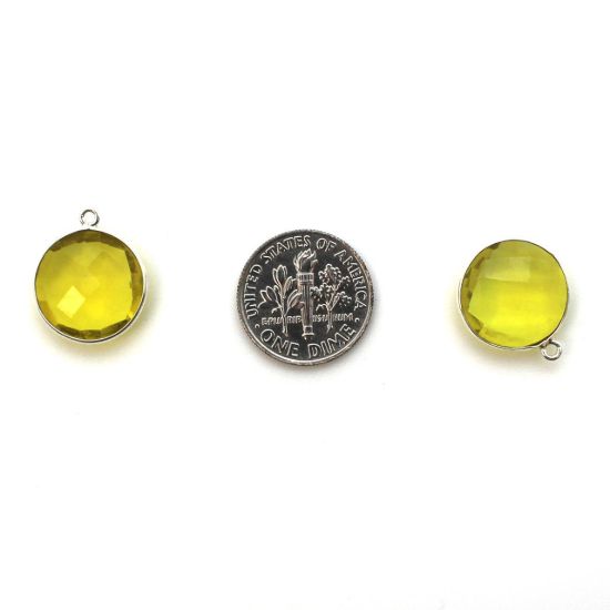 Wholesale Sterling Silver Round Bezel Lemon Quartz Gemstone Pendant, Wholesale Gemstone Pendants for Jewelry Making