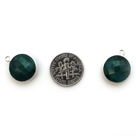 Wholesale Sterling Silver Round Bezel Emerald Dyed Gemstone Pendant, Wholesale Gemstone Pendants for Jewelry Making