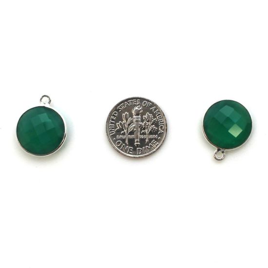 Wholesale Sterling Silver Round Bezel Green Onyx Gemstone Pendant, Wholesale Gemstone Pendants for Jewelry Making