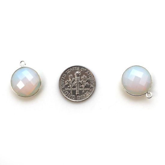 Wholesale Sterling Silver Round Bezel Opalite Quartz Gemstone Pendant, Wholesale Gemstone Pendants for Jewelry Making