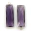 Wholesale Sterling Silver Bezel Charm Pendant - 34x11mm Elongated Rectangle Shape - Amethyst Quartz - February Birthstone