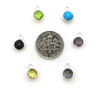 Wholesale Sterling Silver Bezel Charm Pendant - 7mm Tiny Circle Shape - Blue Sapphire Dyed - September Birthstone