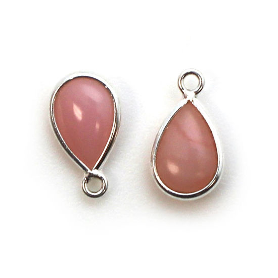 Wholesale Bezel Charm Pendant Sterling Silver Charm Natural Pink Opal Tiny Teardrop Shape Jewelry Making Chains Supplies Wholesaler AZ Findings