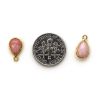 Wholesale Bezel Charm Pendant - Gold Plated Sterling Silver Charm - Natural Pink Opal - Tiny Teardrop Shape- October Birthstone