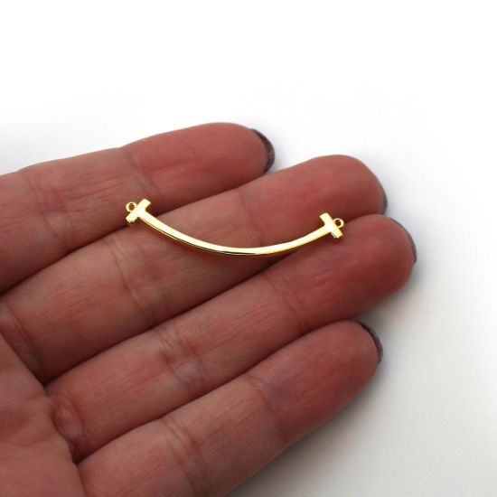Wholesale Gold Over Sterling Silver Smiley Bar Connector - 37mm