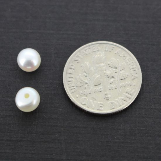 Wholesale White Freshwater Button Pearls 5-6mm - June Birthstone (Sold Per Pair)