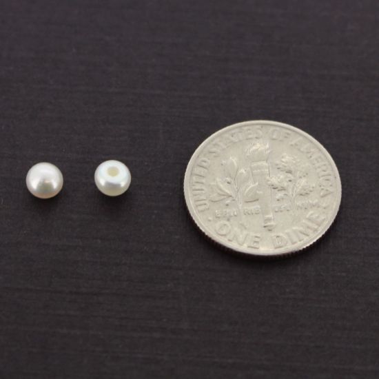 Wholesale White Freshwater Button Pearls 4-5mm - June Birthstone (Sold Per Pair)