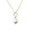 Wholesale Gold Over Sterling Silver White Teardrop Freshwater Pearl Twisted Ring Necklace - 16"