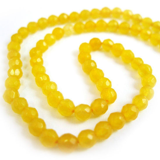 Wholesale Yellow Jade Beads - 4mm Faceted Round (Sold Per Strand)