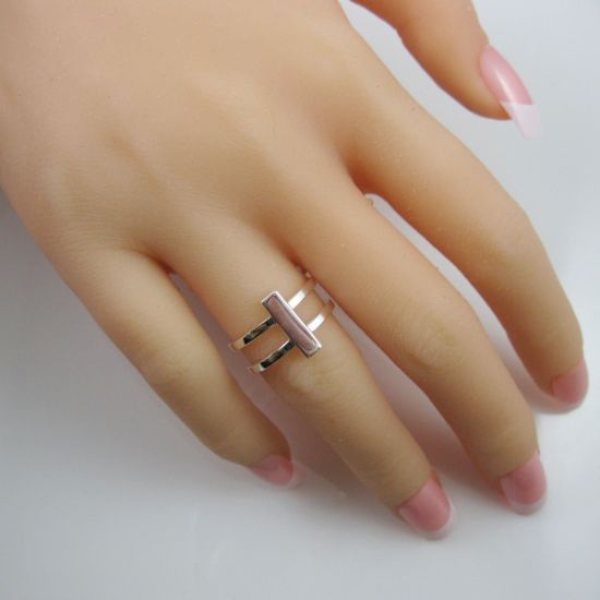 Wholesale 925 Sterling Silver Double Banded Ring with Bar (1 piece)