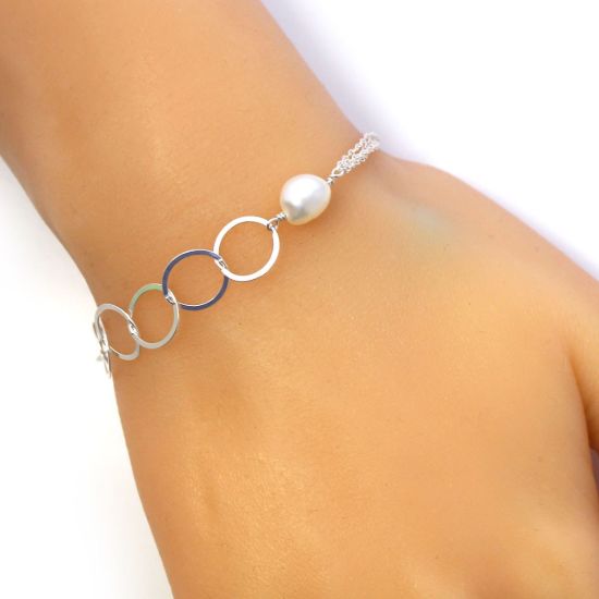 Wholesale Sterling Silver Adjustable Multi-strand Chain Freshwater Pearl Bracelet