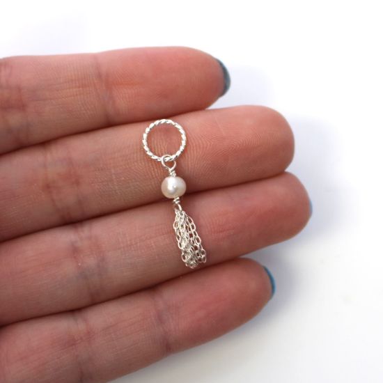 Wholesale Sterling Silver Tiny Twisted Ring Freshwater Pearl Tassel 