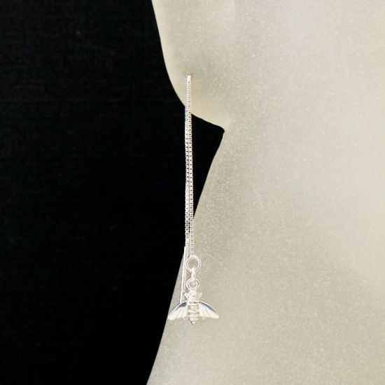 Wholesale Sterling Silver Bumblebee Charm Threader Earrings (Sold Per Pair)