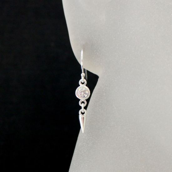 Wholesale Sterling Silver CZ Stone Spike Earrings (Sold Per Pair)