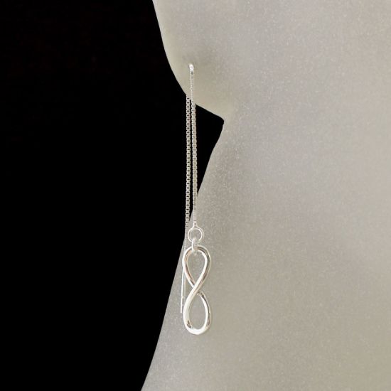 Wholesale Sterling Silver Infinity Charm Threader Earrings (Sold Per Pair)
