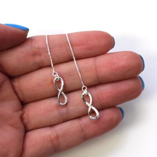 Wholesale Sterling Silver Infinity Charm Threader Earrings (Sold Per Pair)