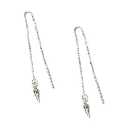Wholesale Sterling Silver Spike Charm Threader Earrings (Sold Per Pair)