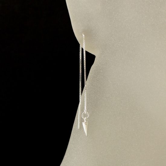 Wholesale Sterling Silver Spike Charm Threader Earrings (Sold Per Pair)