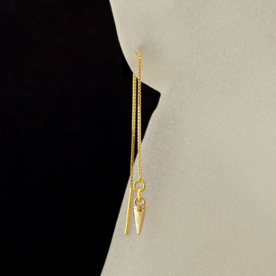 Wholesale Gold Over Sterling Silver Spike Charm Threader Earrings (Sold Per Pair)