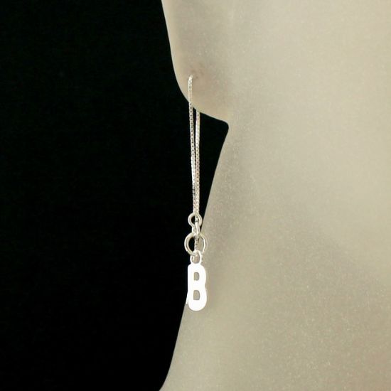 Wholesale Sterling Silver Initial Charm Threader Earrings (Sold Per Pair)