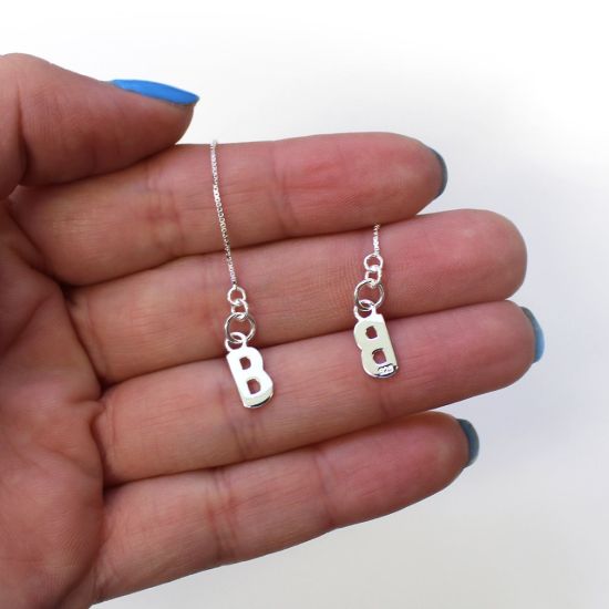 Wholesale Sterling Silver Initial Charm Threader Earrings (Sold Per Pair)