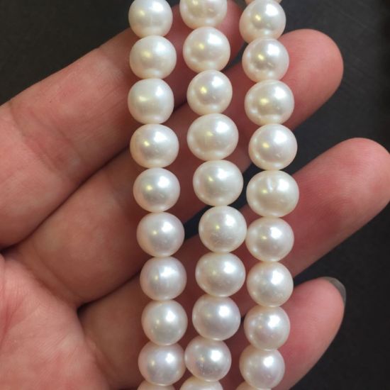 Wholesale White Freshwater Pearls, 6.5-7.5mm Off Round Grade A, June Birthstone (Sold Per Strand)