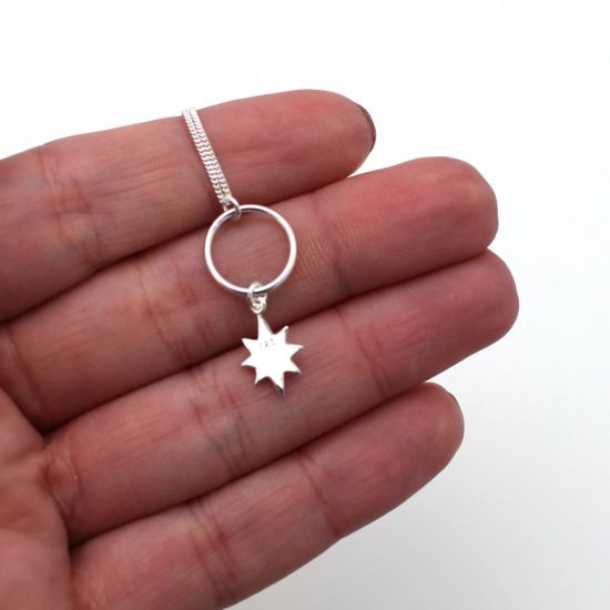 Wholesale Sterling Silver North Star Charm Necklace - 18"