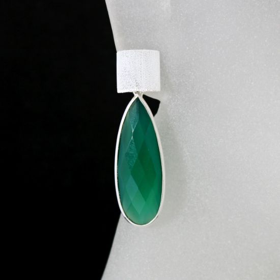 Wholesale Sterling Silver Textured Square Elongated Teardrop Gemstone Earrings (Sold Per Pair)