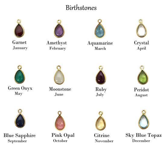 Wholesale Gold Over Sterling Silver Natural Teardrop Gemstone Birthstone Necklace - 18"