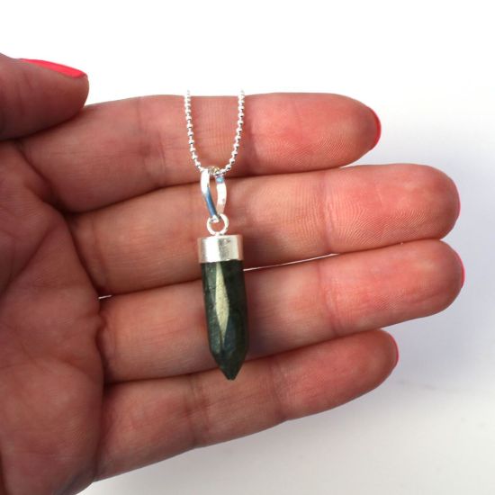 Wholesale Sterling Silver Labradorite Spike Pendant Necklace - 16"