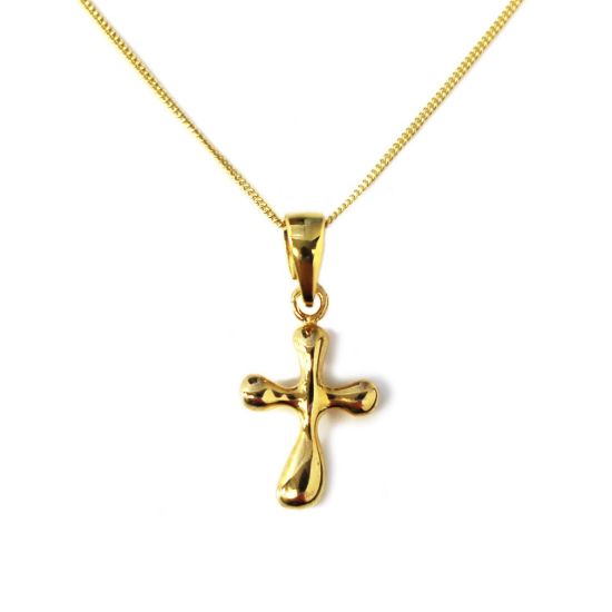 Wholesale Gold Over Sterling Silver Fancy Cross Charm Necklace - 16"