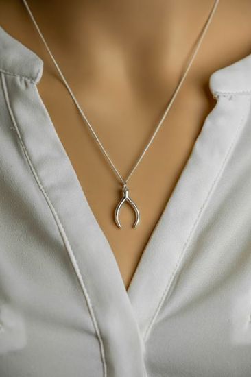 Wholesale Sterling Silver Wishbone Charm Necklace - 16"