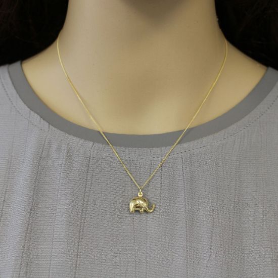 Wholesale Gold Over Sterling Silver Elephant Charm Necklace - 16"