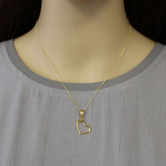 Wholesale Gold Over Sterling Silver Classic Heart Charm Necklace - 16"