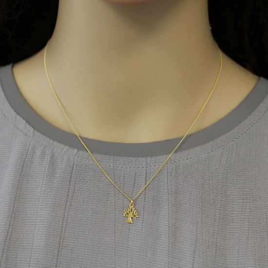 Wholesale Gold Over Sterling Silver Tree Silhouette Charm Necklace -16"