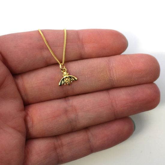 Wholesale Gold Over Sterling Silver Bumblebee Charm Necklace - 16"