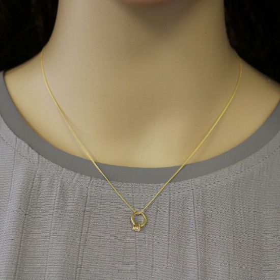 Wholesale Gold Over Sterling Silver Promise Ring Charm Necklace - 16"